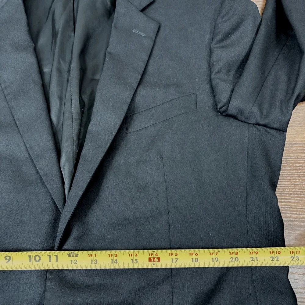 Brooks Brothers Suit Jacket 45R Black 1818 Madison Fit Estrato Italy Wool Blazer